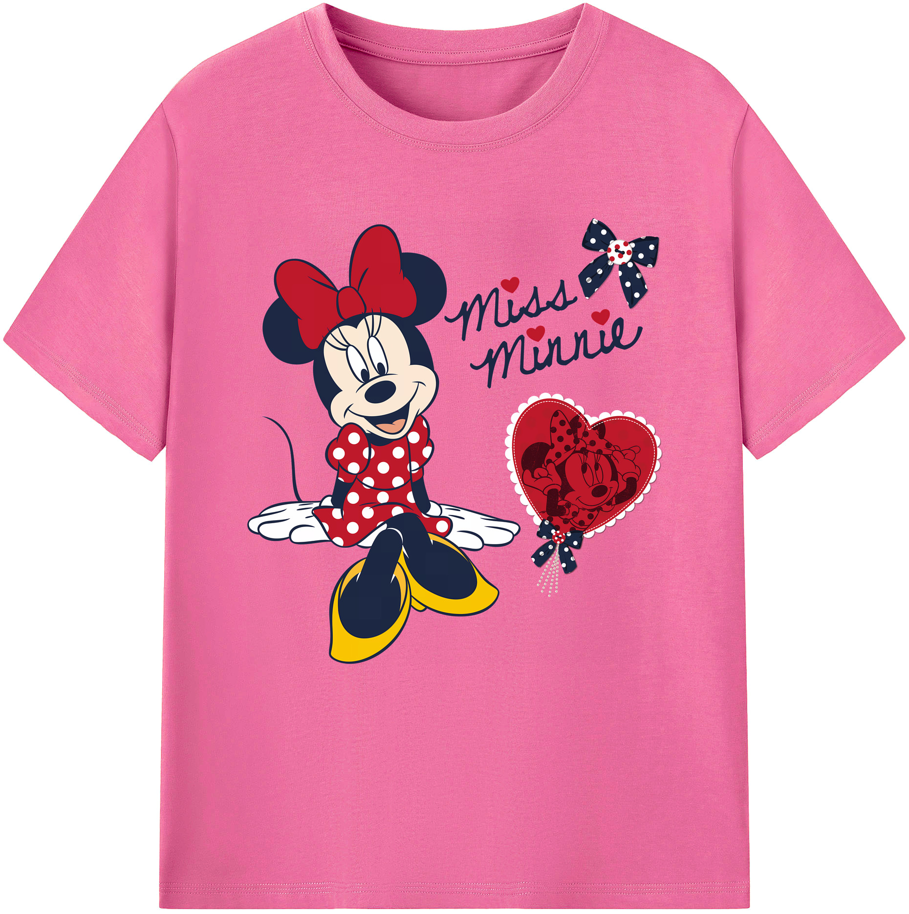（画像用） ミッキーマウス Mickey Mouse レディースカジュアルプリントTシャツ（綿100％）